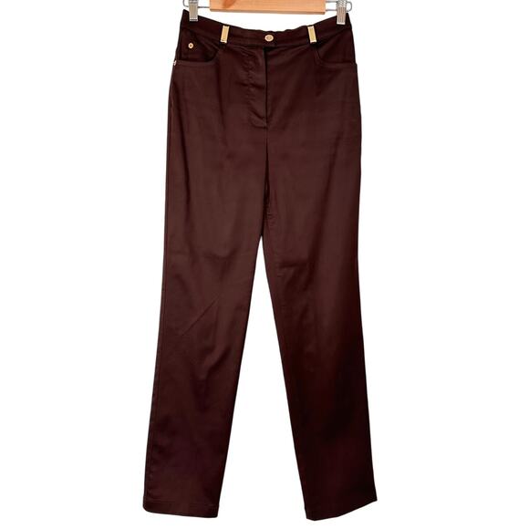 St. John Sport Essentials Straight Trouser Pants Gold | Chocolate Brown | SZ 2 - Picture 1 of 8
